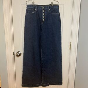 BANANA REPUBLIC Premium Denim Blue Wide-Leg Button Fly Medium Wash Jeans Size 29
